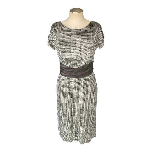 Vintage Brentshire Houndstooth Dress w/ Sash – Size Approx S/M - Picture 3 of 11